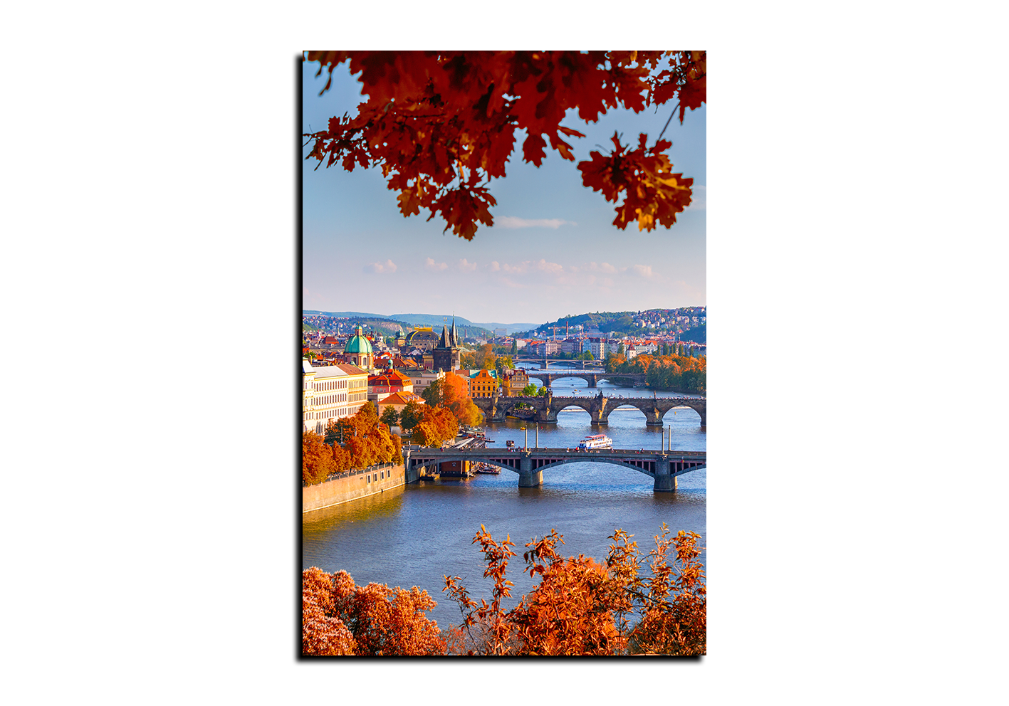 Obraz na plátně - Řeka Vltava a Karlův most - obdélník